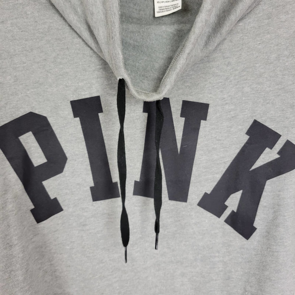 PINK Victoria's Secret Womens Sweatshirt Size XS Gray Cowl Neck Cropped Pullover - Picture 4 of 7